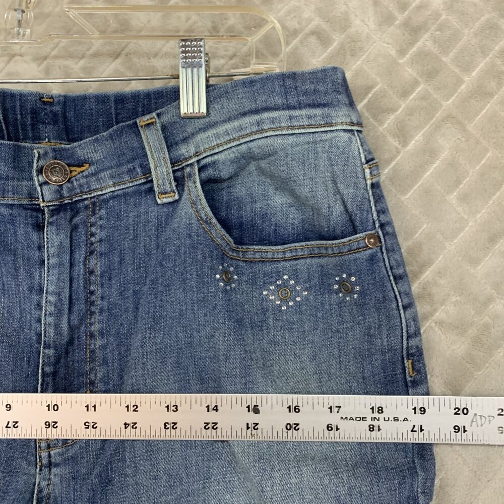 Canyon Retreat Womens 14 Denim Jeans Blue Skinny Rhinestone High Rise Stretch - Picture 7 of 15